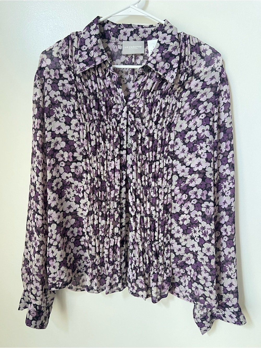 Hippie Chic Purple Floral Flowy Button Down